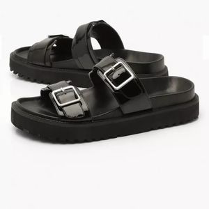 BRAND NEW IN BOX BOOHOO DOUBLE STRAP CHUNKY FOOTBED SLIDES